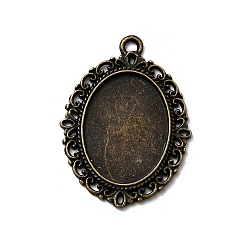 Античная Бронза Сеттинги для кабошонов или кулона, сплав, тибетский стиль , овальные, без кадмия, без никеля и без свинца, античная бронза, лоток : 25x18 мм, 39x29x2 мм, Отверстие : 2.5 мм , около 220 шт / 1000 г