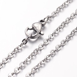Stainless Steel Color 304 Stainless Steel Necklace, Cable Chains, with Lobster Clasps, Stainless Steel Color, 17.72 inch(450mm), 2mm