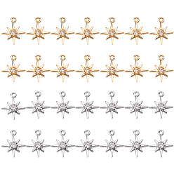 Платиновый & Золотой 28 шт. 2 цвета латунные подвески с цирконием, звезда, без никеля , платиной и золотом, 10.5x8.5x2 мм, отверстие : 1 мм, 14 шт / цвет