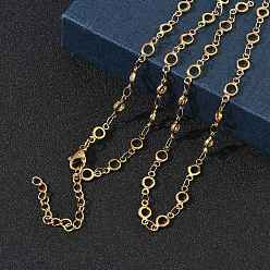 Golden 304 Stainless Steel Ring Link Chain Necklaces, Ion Plating(IP), Golden, 17.80 inch(45.2cm)