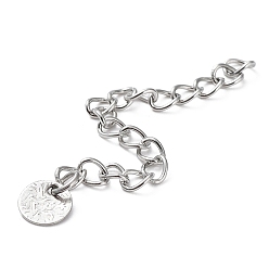 Нержавеющая Сталь Цвет Устойчив к потускнению 304 удлинитель для цепей из нержавеющей стали, концевые цепи с 201 плоскими круглыми выступами цепи из нержавеющей стали, цвет нержавеющей стали, 59x3 мм