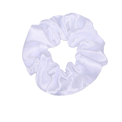 White Solid Color Slick Cloth Ponytail Scrunchy Hair Ties, Ponytail Holder Hair Accessories for Women and Girls, White, 100mm