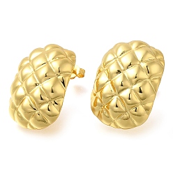 Настоящее золото 18K Стойка металлизированный прямоугольник латунные серьги-гвоздики, без свинца и без кадмия, долговечный, реальный 18 k позолоченный, 24.5x18 мм