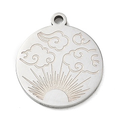 Cloud Pendentifs en acier inoxydable, charmes rondes plates, couleur inox, nuage, 201mm, Trou: 24.5x21.5x2mm