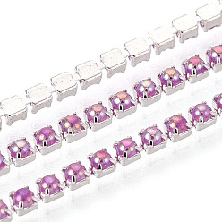 Орхидея Цепочки из железа и АБС-пластика с имитацией жемчуга, цепочки из искусственного жемчуга ABS, с катушкой, платина, сиреневые, 2x2x2 мм, около 30.00 футов (9.14 м) / рулон