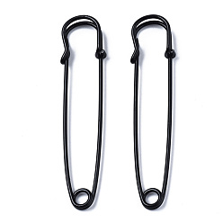 Черный Окрашенного распылением булавки железа, для броши делает, килт иглы, чёрные, 75x17x6 мм, отверстие : 4.5 мм, штифты : 1.5 мм