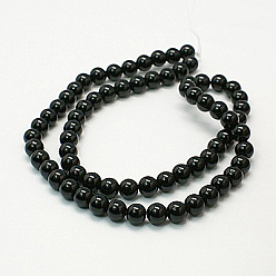Black Natural Mashan Jade Round Beads Strands, Dyed, Black, 4mm, Hole: 1mm, about 98pcs/strand, 15.7 inch