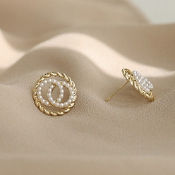 Ring Женские серьги с искусственным жемчугом, с 925 стерлинговым серебром, кольцо, 24x10 мм