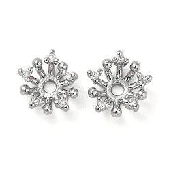 Платина Колпачки для бусин из прозрачного кубического циркония из латуни, без кадмия, без никеля и без свинца, платина, 10x9x4.5 мм, отверстие : 1.6 мм