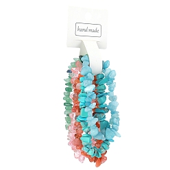 Смешанные камни 5шт. наборы браслетов из натуральных драгоценных камней для женщин, внутренний диаметр: 2-3/8 дюйм (6 см)