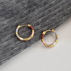 (52) Непрозрачная лаванда Серьги из латуни с эмалью, золотые, разноцветные, 19.5x2.5 мм