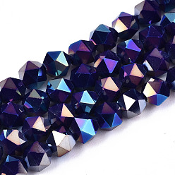 Dark Violet Electroplate Opaque Glass Beads Strands, AB Color Plated, Faceted, Round, Dark Violet, 5.5x5.5x5.5mm, Hole: 1mm, about 97~99pcs/strand, 20.87 inch~21.26 inch(53cm~54cm)