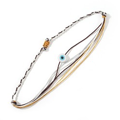 Кокосово-Коричневый Богемный стиль смоляные бусины от сглаза плетеные браслеты из бисера, регулируемые браслеты из волоконного шнура для женщин, кокосового коричневый, внутренний диаметр: 11 дюйм (28 см)