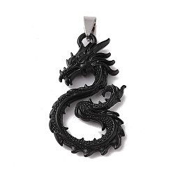 Черный Сплавочные подвески тибетского стиля, без кадмия и без свинца, дракон, чёрные, 46.5x27x7.5 мм, отверстие : 4.5x8 мм