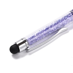 Indigo Silicone & Plastic Touch Screen Pen, Aluminum Ball Pen, with Transparent Resin Diamond Shape Beads, Indigo, 146x13x10mm