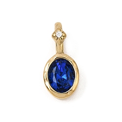 Midnight Blue Birthstone Glass Pendants, Faceted Oval Charms, with 316 Stainless Steel Findings, Golden, Midnight Blue, 19x8x7mm, Hole: 6x3.5mm