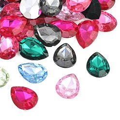 (52) Непрозрачная лаванда Акриловый горный хрусталь обратил назад кабошоны, граненая капля, разноцветные, 18x13x5.5 мм