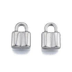 Edelstahl Farbe Anlaufgeschützt 304 Charms aus Edelstahl, sperren, Edelstahl Farbe, 12x8x3 mm, Bohrung: 3x3 mm