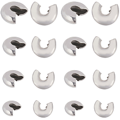 Нержавеющая Сталь Цвет 240 шт. 4 стиль 304 крышки для обжимных бусин из нержавеющей стали, цвет нержавеющей стали, 6.5x5.8 мм, отверстие : 1.8 мм, 60 шт / стиль