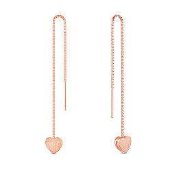 Розовое Золото 925 стерлингового серебра серьги стержня, серьга, сердце, розовое золото , 85 мм