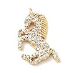 Настоящее золото 18K Латунные микро проложить кубического циркония подвески, прелести единорога, стойки покрытие, без кадмия и без свинца, реальный 18 k позолоченный, 20.5x16x3 мм, отверстие : 1.2 мм