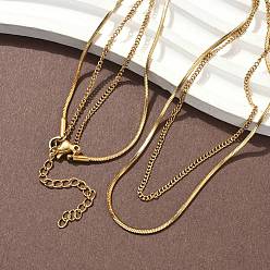 Золотой 304 квадратная змейка из нержавеющей стали, витая двухслойная цепочка, ионное покрытие (ip), золотые, 16.50 дюйм (41.9 см)