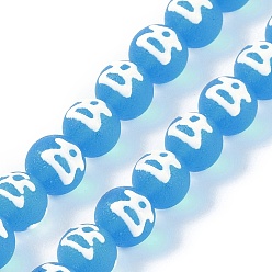 Светло-Синий Бусины лэмпворк , Имитация бусин Дзи в тибетском стиле, круглые, голубой, 10 мм, отверстие : 1.6 мм