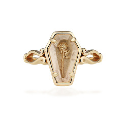 Золотой Гроб из смолы с открытым манжетным кольцом в виде розы, ювелирные изделия из сплава для женщин, золотые, размер США 8 (18.1 мм)