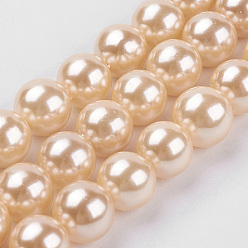 Pêche Chapelets de perles nacrées, ronde, peachpuff, 6mm, Trou: 1mm, Environ 64 pcs/chapelet, 15.7 pouce (39.8 cm)