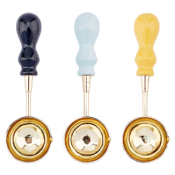 (52) Непрозрачная лаванда Ручка из бука сургучная печать штамп для плавления латуни ложка, для изготовления восковой печати тающая ложка изготовление свадебных приглашений, разноцветные, 92.5~103x29~35x14~18 мм, 3 цветов, 1 шт / цвет, 3 шт / комплект