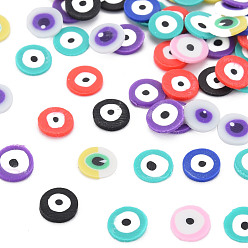Mixed Color Handmade Polymer Clay Cabochons, Polymer Clay Slices for Resin Crafts & DIY Projects, Flat Round with Evil Eye, Mixed Color, 5~6x0.5~1mm, about 50000pcs/1000g