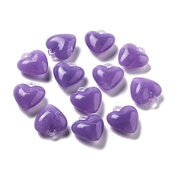 Dark Orchid Opaque Acrylic Beads, Two Tone, Heart, Dark Orchid, 18x16.5x8mm, Hole: 2mm