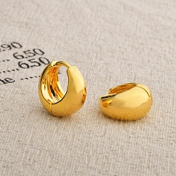 Настоящее золото 22K Латунные серьги обруча, реальный 22 k позолоченный, 17x16.5x10 мм