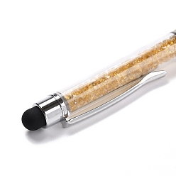 Goldenrod Silicone & Plastic Touch Screen Pen, Aluminum Ball Pen, with Transparent Resin Diamond Shape Beads, Goldenrod, 146x13x10mm