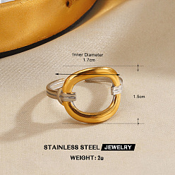Oval 304 открытые кольца-манжеты из нержавеющей стали для женщин, золотые и нержавеющая сталь цвет, овальные, 15 мм, внутренний диаметр: 17 мм