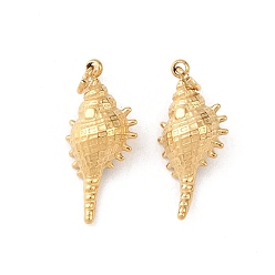 Настоящее золото 18K 304 подвески из нержавеющей стали, раковина, ионное покрытие (ip), с целью перехода в кольце, реальный 18 k позолоченный, 20x9.5x7 мм, отверстие : 3x5 мм