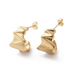 Золотой Вакуумное покрытие pvd 304 серьги-гвоздики из нержавеющей стали, серьги-кольца с поворотным кольцом, золотые, 17x15 мм