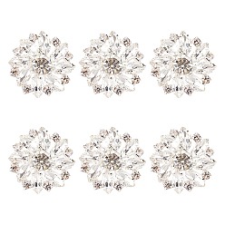 Кристалл 6 шт. латунные пуговицы со стразами, 1-луночное, цветок, кристалл, 26.5x10.5 мм, отверстие : 1.8 мм