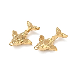 Chapado en Oro Real 18K 304 colgantes de acero inoxidable, amuletos de ballenas, revestimiento de iones (ip), real 18 k chapado en oro, 25x17x5.5 mm, agujero: 1.8 mm