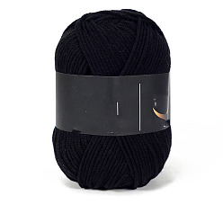 Черный 4 пряжа из молочного акрилового волокна для тафтинговых ковриков, пряжа амигуруми, пряжа для вязания крючком, для свитера, шапки, носков, детских одеял, чёрные, 2.5 мм, около 113.74 ярдов (104 м) / моток