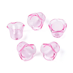 Ярко-Розовый Прозрачные колпачки акриловая бисера, цветок, ярко-розовый, 14.5x17.5~18x17.5~18 мм, отверстие : 2 мм, Около 543 шт / 500 г
