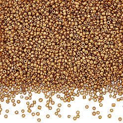 Pale Goldenrod 100G Glass Seed Beads, Metallic Colours Style, Round, Pale Goldenrod, 2mm, Hole: 1mm