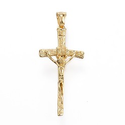 Golden 304 Stainless Steel Pendants, For Easter, Crucifix Cross, Golden, 44x21x6mm, Hole: 4x6mm
