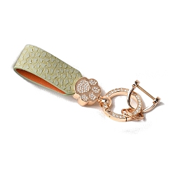 Темный Морско-зеленый Сплав цинка брелок, горный хрусталь и искусственная кожа, отпечаток лапы, темно-зеленый, 11x2.3 см