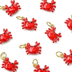 Красный Латунь эмаль подвески, крабовые прелести, без кадмия и без свинца, стойки покрытие, долговечный, с целью перехода в кольце, красные, 9.5x12.5x3.5 мм, отверстие : 3 мм
