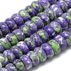 Dark Slate Blue Synthetic Ocean White Jade Beads Strands, Dyed, Rondelle, DarkSlate Blue, 10x5~6mm, Hole: 1.5mm about 72pcs/strand, 16.3 inch