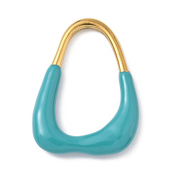 Средний Бирюзовый 304 подвески-слезинки из нержавеющей стали с эмалью, ионное покрытие (ip), золотые, средне бирюзовый, 30.5x22.5x4.5 мм, внутренний диаметр: 24x13 мм