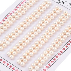 Белый Сорт 6бусины из натурального культивированного пресноводного жемчуга, половине просверлил, полукруглые бусины, белые, 4~4.5x3 мм, отверстие : 1 мм