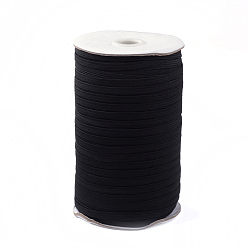 Black 1/2 inch Flat Braided Elastic Rope Cord, Heavy Stretch Knit Elastic with Spool, Black, 12mm, about 100yards/roll(300 feet/roll)