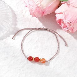 Натуральный Агат Браслеты из бисера из натурального полосатого агата для женщин, с нейлоновой нитью, внутренний диаметр: 2 дюйм (5 см) ~ 3-1/8 дюйм (8 см)